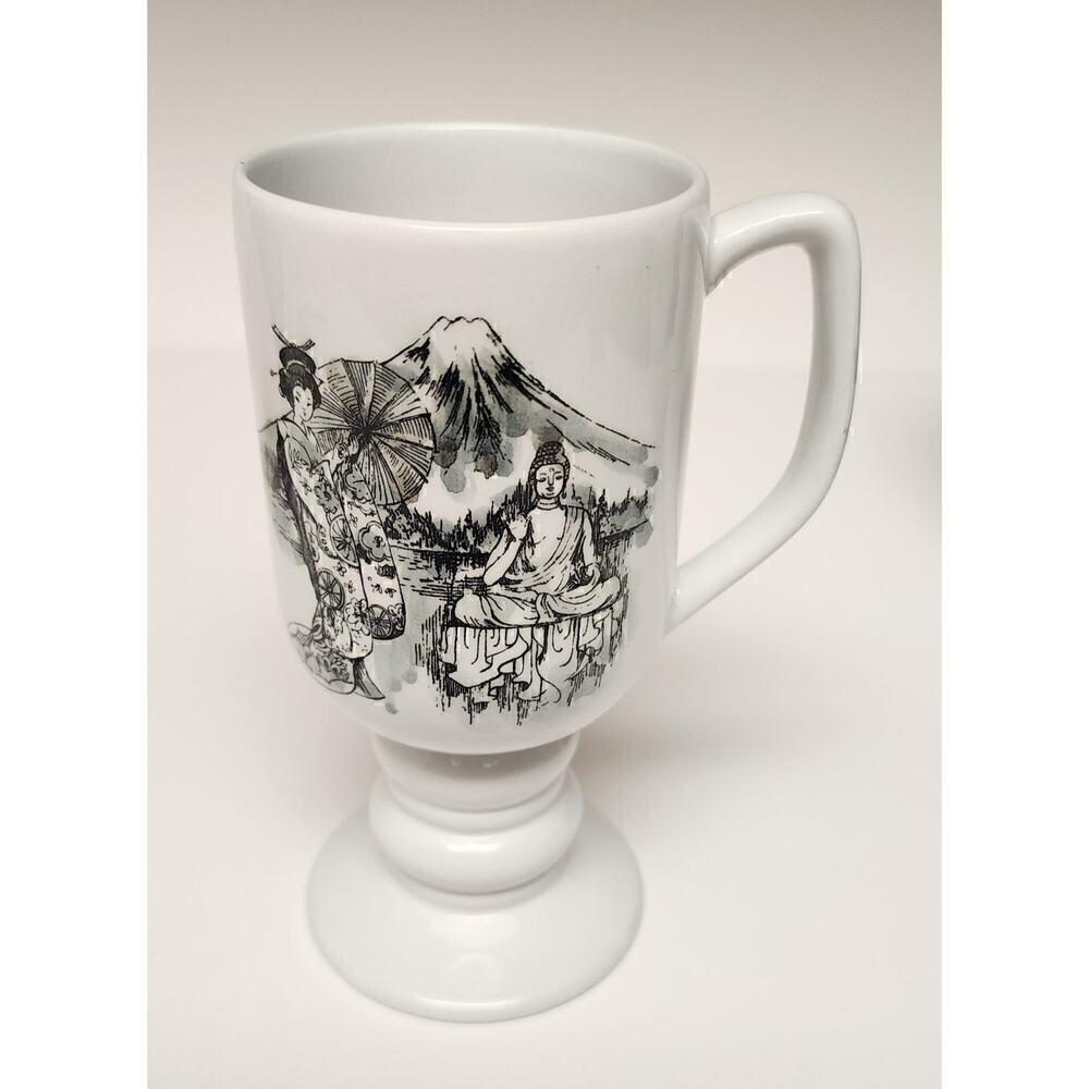 Kaysons International Pedestal Coffee Mugs Lot Of 4 Vtg 1965 Historical Landmark - Picture 8 of 12